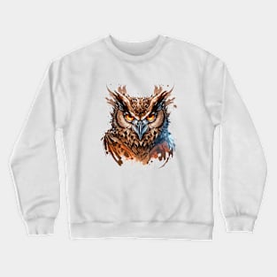 Owl Portrait Animal Painting Wildlife Outdoors Adventure Crewneck Sweatshirt